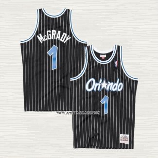 Tracy McGrady NO 1 Camiseta Orlando Magic Hardwood Classics Throwback Negro