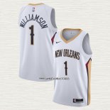 Zion Williamson NO 1 Camiseta New Orleans Pelicans Association 2020-21 Blanco