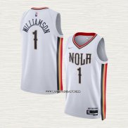 Zion Williamson NO 1 Camiseta New Orleans Pelicans Ciudad 2021-22 Blanco