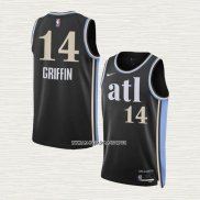 Aj Griffin NO 14 Camiseta Atlanta Hawks Ciudad 2023-24 Negro