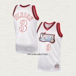 Allen Iverson NO 3 Camiseta Philadelphia 76ers Mitchell & Ness 1997-98 Blanco