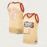 Allen Iverson NO 3 Camiseta Philadelphia 76ers Mitchell & Ness 1997-98 Oro
