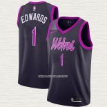 Anthony Edwards NO 1 Camiseta Minnesota Timberwolves Ciudad 2018-19 Violeta