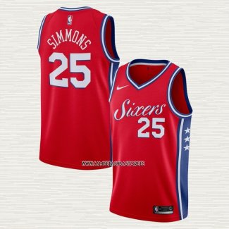 Ben Simmons NO 25 Camiseta Philadelphia 76ers Statement Rojo