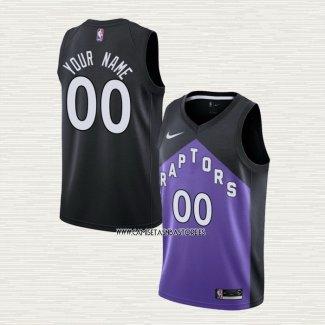 Camiseta Toronto Raptors Personalizada Earned 2020-21 Negro Violeta