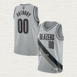 Carmelo Anthony NO 00 Camiseta Portland Trail Blazers Earned 2020-21 Gris