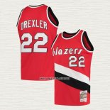 Clyde Drexler NO 22 Camiseta Portland Trail Blazers Hardwood Classics Throwback 1983-84 Rojo