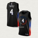 Derrick Rose NO 4 Camiseta New York Knicks Ciudad 2020-21 Negro
