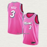 Dwyane Wade NO 3 Camiseta Miami Heat Earned 2018-2019 Rosa