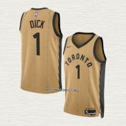 Gradey Dick NO 1 Camiseta Toronto Raptors Ciudad 2023-24 Oro