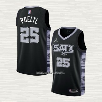 Jakob Poeltl NO 25 Camiseta San Antonio Spurs Statement 2022-23 Negro