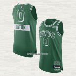 Jayson Tatum NO 0 Camiseta Boston Celtics Ciudad Autentico Verde