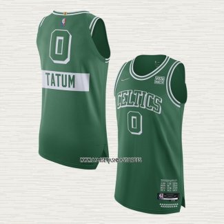 Jayson Tatum NO 0 Camiseta Boston Celtics Ciudad Autentico Verde