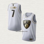 Kevin Durant NO 7 Camiseta Brooklyn Nets Golden Edition Blanco