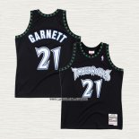 Kevin Garnett NO 21 Camiseta Minnesota Timberwolves Hardwood Classics Throwback Negro