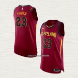 LeBron James NO 23 Camiseta Cleveland Cavaliers Icon Autentico Rojo