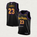 Lebron James NO 23 Camiseta Los Angeles Lakers Ciudad 2019-20 Negro