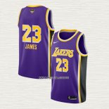 Lebron James NO 23 Camiseta Los Angeles Lakers Statement 2020 Final Bound Violeta