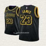 Lebron James NO 23 Camiseta Nino Los Angeles Lakers Ciudad 2017-18 Negro
