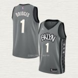 Mikal Bridges NO 1 Camiseta Brooklyn Nets Statement Gris