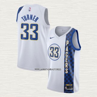 Myles Turner NO 33 Camiseta Indiana Pacers Ciudad Blanco