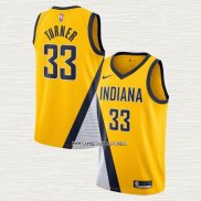 Myles Turner NO 33 Camiseta Indiana Pacers Statement Edition Amarillo