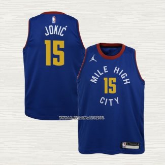 Nikola Jokic NO 15 Camiseta Nino Denver Nuggets Statement Azul