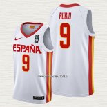 Ricky Rubio NO 9 Camiseta Espana 2019 FIBA Basketball World Cup Blanco