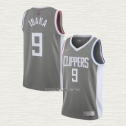 Serge Ibaka NO 9 Camiseta Los Angeles Clippers Earned 2020-21 Gris