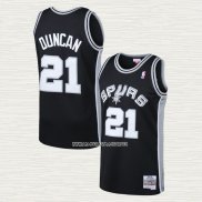 Tim Duncan NO 21 Camiseta San Antonio Spurs Mitchell & Ness 1998-99 Negro