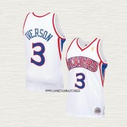 Allen Iverson NO 3 Camiseta Nino Philadelphia 76ers Mitchell & Ness 1996-97 Blanco