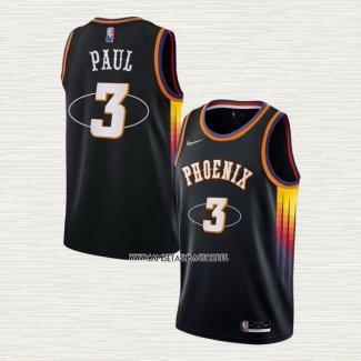 Chris Paul NO 3 Camiseta Phoenix Suns 75th Anniversary 2022 Negro