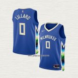 Damian Lillard NO 0 Camiseta Nino Milwaukee Bucks Ciudad 2022-23 Azul
