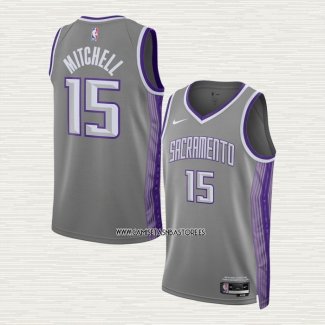 Davion Mitchell NO 15 Camiseta Sacramento Kings Ciudad 2022-23 Gris