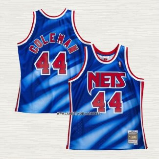 Derrick Coleman NO 44 Camiseta Brooklyn Nets Hardwood Classics Throwback Azul