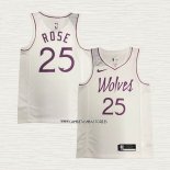 Derrick Rose NO 25 Camiseta Minnesota Timberwolves Earned Blanco