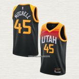 Donovan Mitchell NO 45 Camiseta Utah Jazz Ciudad 2020-21 Negro