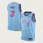 Dwyane Wade NO 3 Camiseta Miami Heat Ciudad Azul