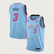 Dwyane Wade NO 3 Camiseta Miami Heat Ciudad Azul