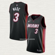 Dwyane Wade NO 3 Camiseta Miami Heat Icon Negro