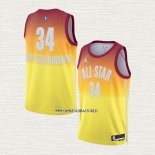 Giannis Antetokounmpo NO 34 Camiseta Milwaukee Bucks All Star 2023 Naranja