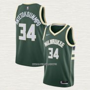 Giannis Antetokounmpo NO 34 Camiseta Milwaukee Bucks Icon 2020-21 Verde
