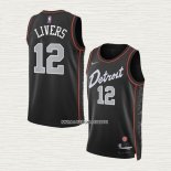 Isaiah Livers NO 12 Camiseta Detroit Pistons Ciudad 2023-24 Negro