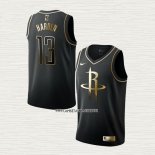 James Harden NO 13 Camiseta Houston Rockets Golden Edition Negro