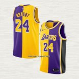 Kobe Bryant NO 24 Camiseta Los Angeles Lakers Split Amarillo Violeta