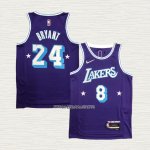 Kobe Bryant NO 8 24 Camiseta Los Angeles Lakers Ciudad Edition 2021-22 Violeta