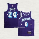 Kobe Bryant NO 8 24 Camiseta Los Angeles Lakers Ciudad Edition 2021-22 Violeta