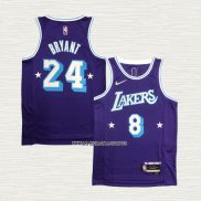 Kobe Bryant NO 8 24 Camiseta Los Angeles Lakers Ciudad Edition 2021-22 Violeta