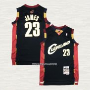 LeBron James NO 23 Camiseta Cleveland Cavaliers Mitchell & Ness 2008-09 Negro