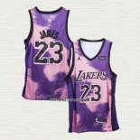 LeBron James NO 23 Camiseta Los Angeles Lakers Fashion Royalty Violeta